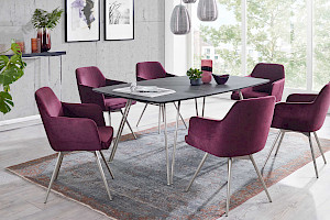Tischgruppe Esszimmer Z20415-2 - Steinoptik modern