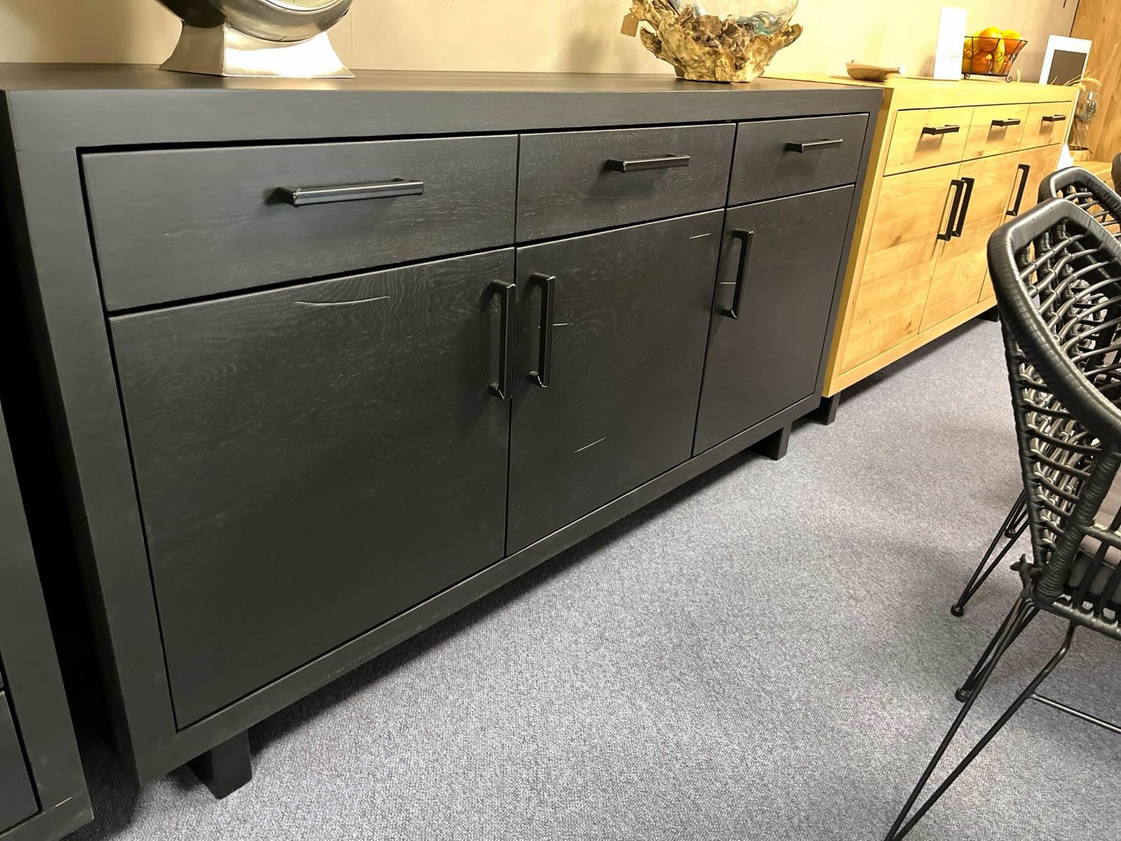 Sideboard Eiche massiv schwarz