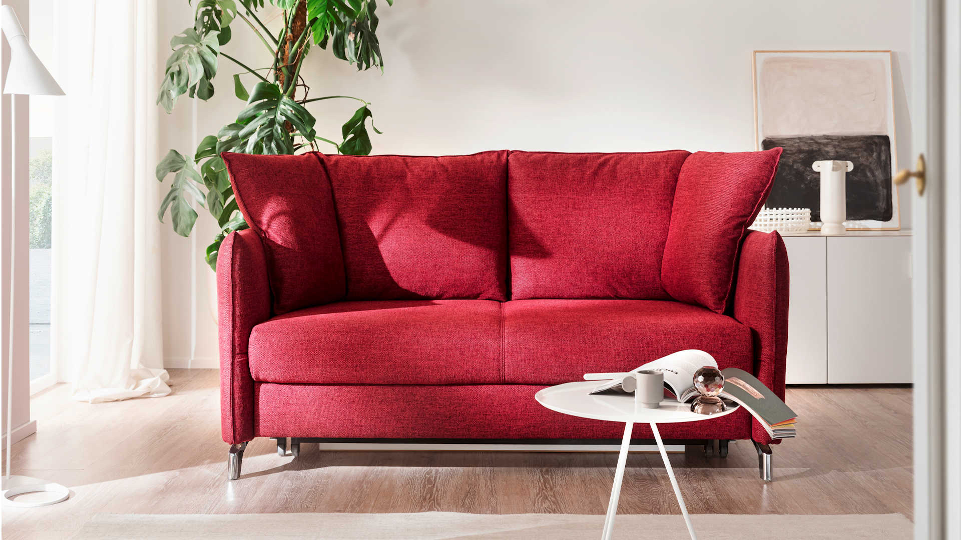 Schlafsofa Z21661 - Stoffbezug, rot