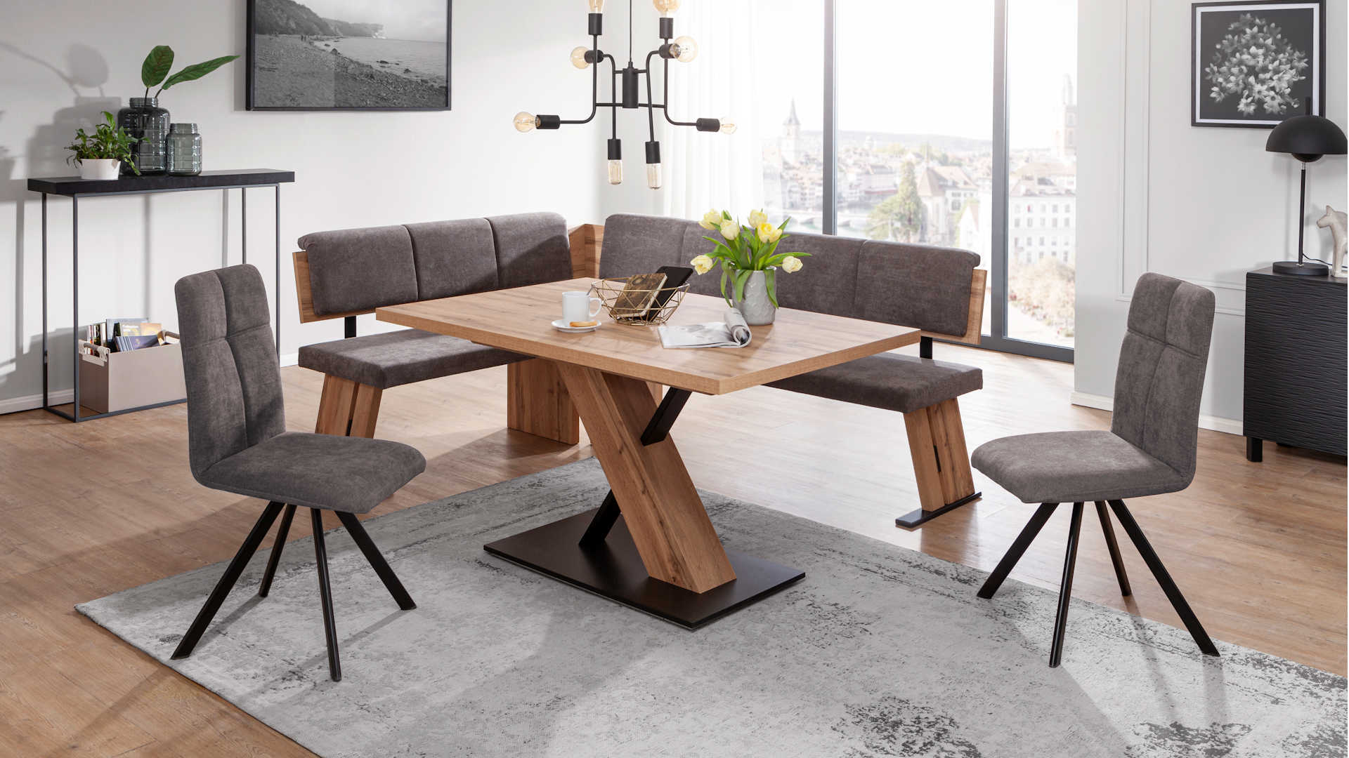 Eckbankgruppe Z21770-1 - Holzdekor, Stoff