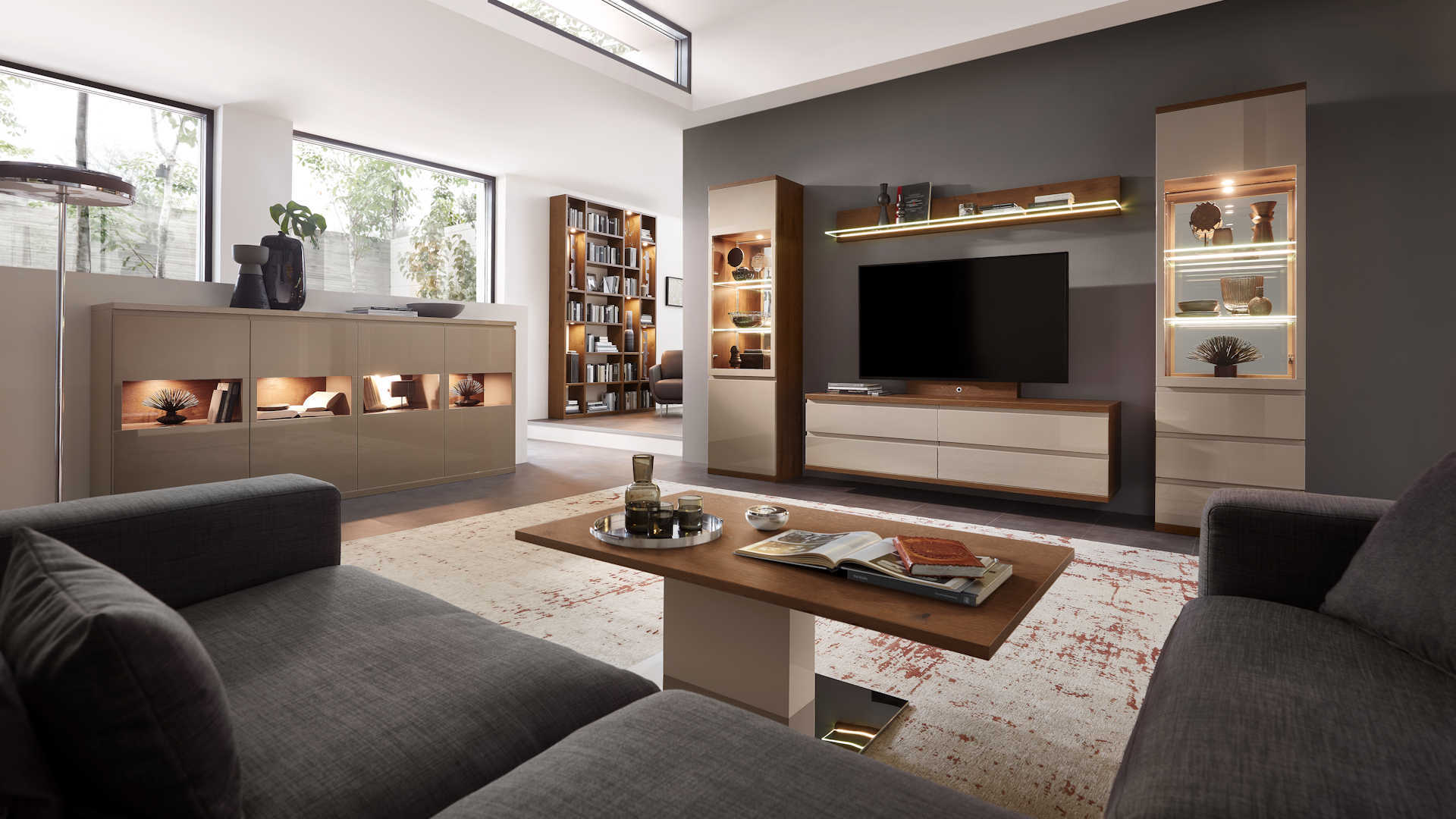 Wohnwand Z21940   - Lackfront mit Holzkorpus