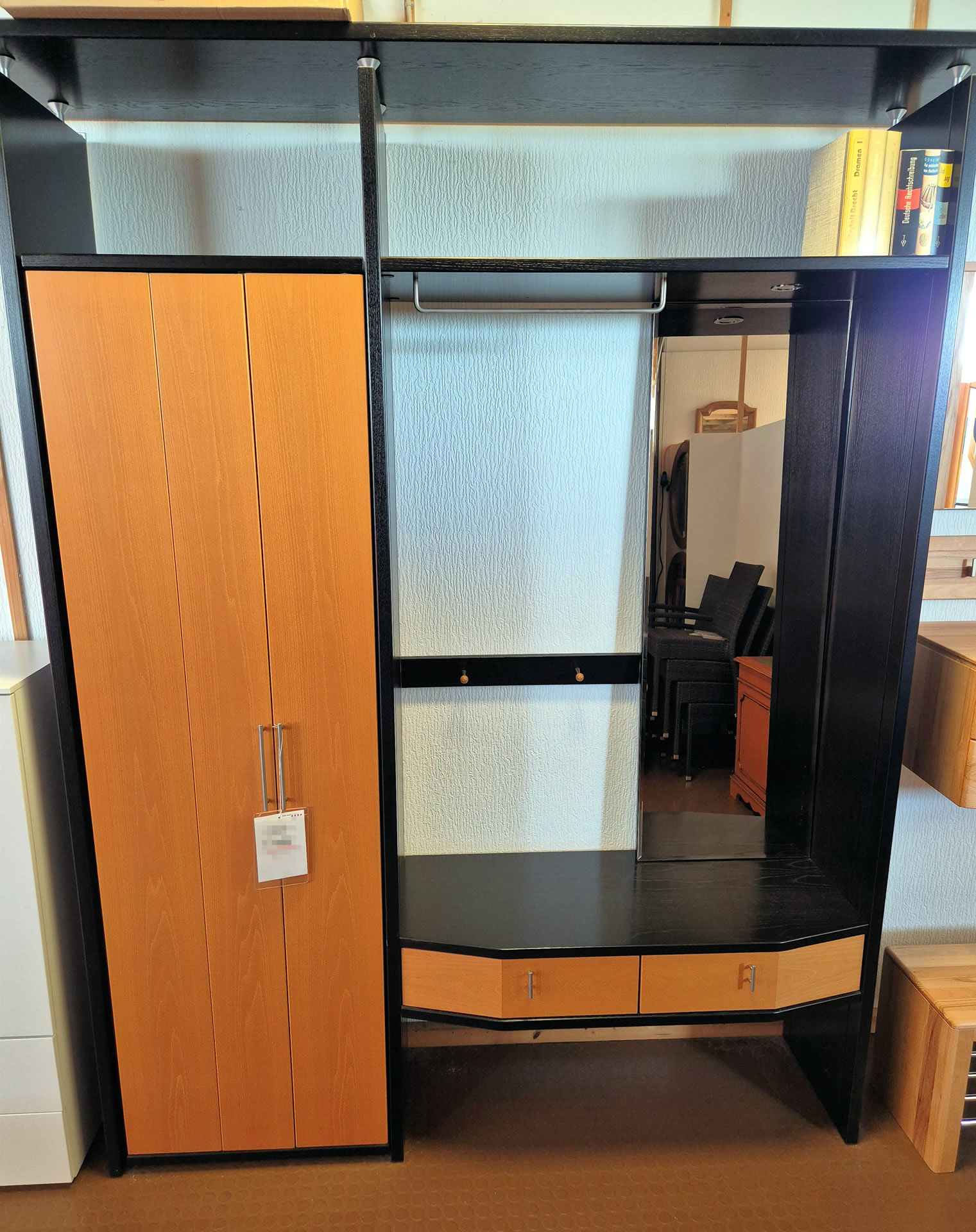 Garderobenkombi Eiche schwarz Buche natur