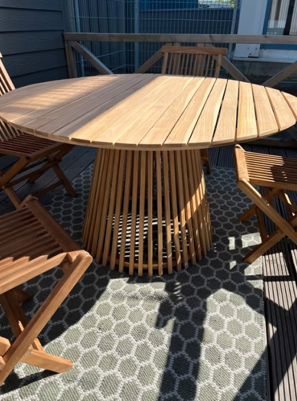 Gartentisch rund 130cm Teakholz massiv