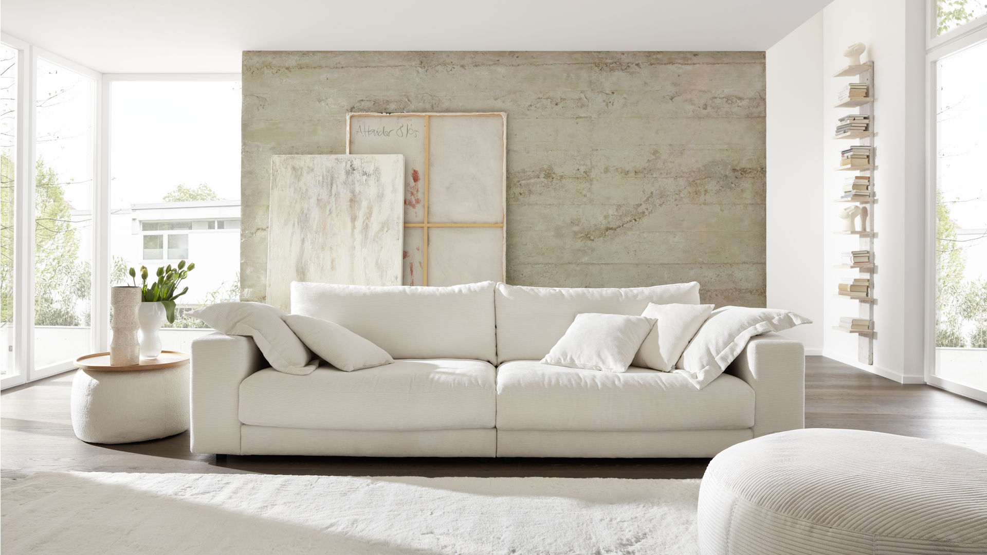 Polstergarnitur Feincord weiß Z22279