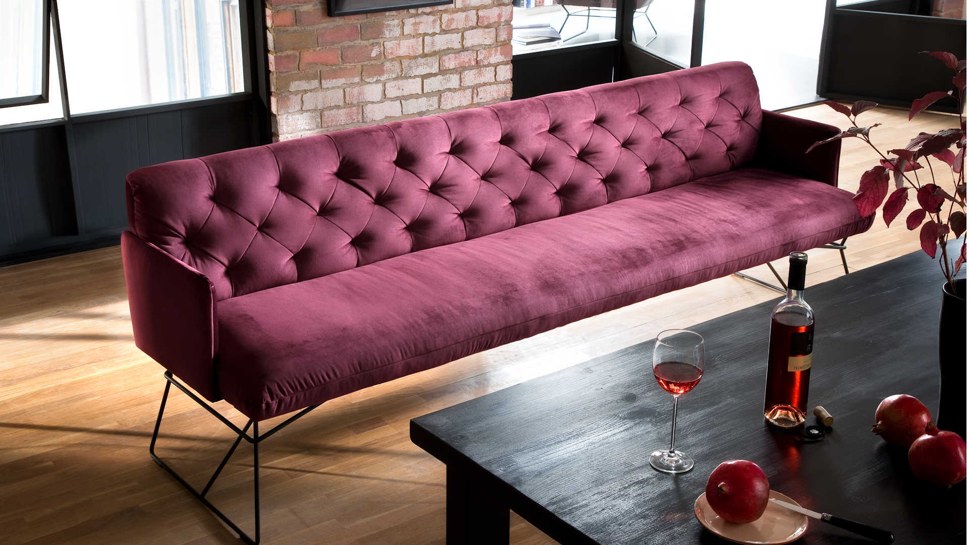 Polsterbank Z22249 - Stoffbezug, Rückensteppung