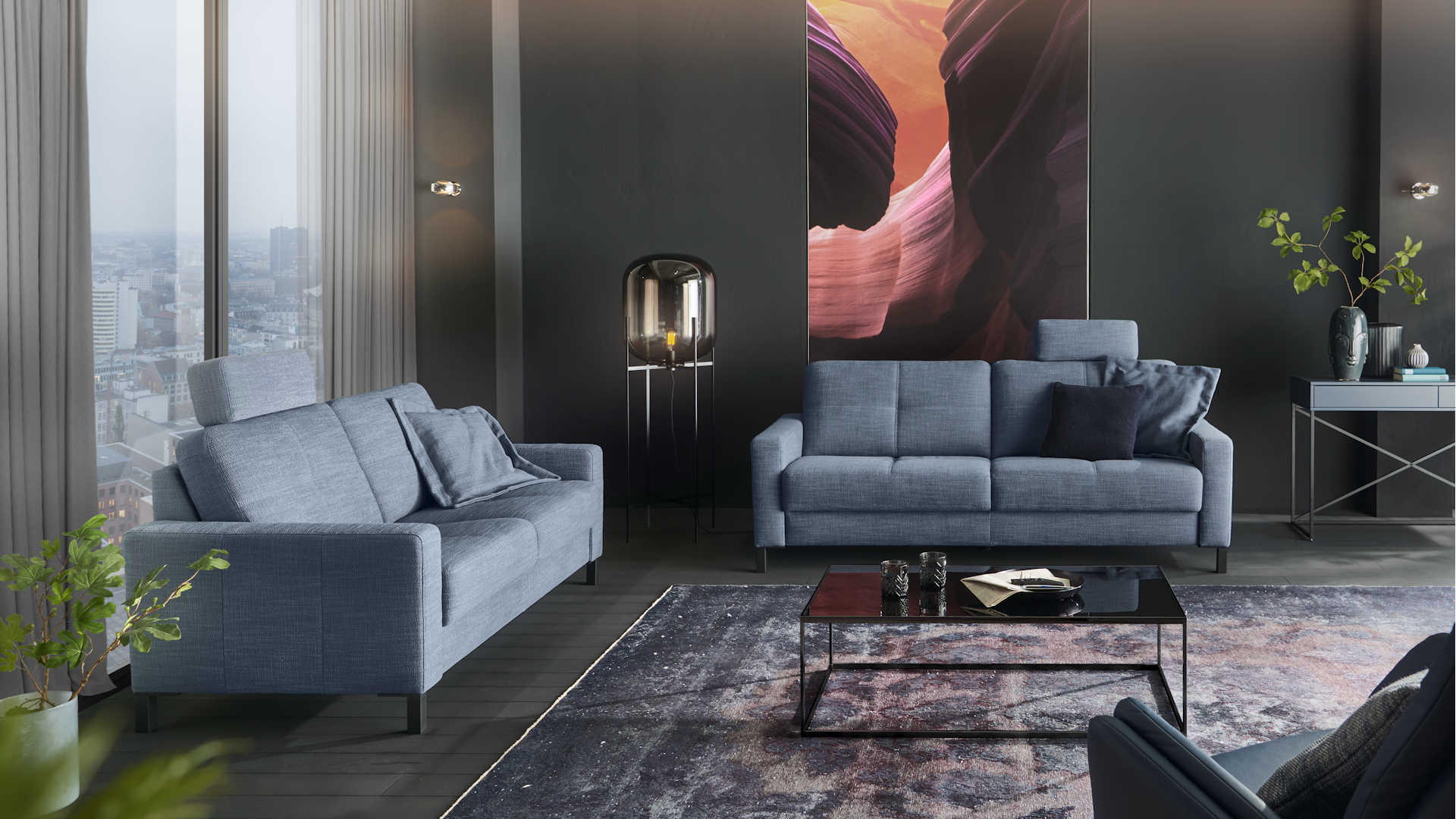 Sofakombination Stoffbezug blau Z22237