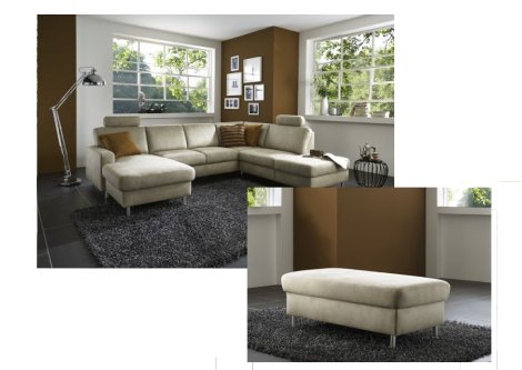 Polstergarnitur Z22310 - Stoffbezug, 1.5-2.5-Canape inkl. XXL-Hocker