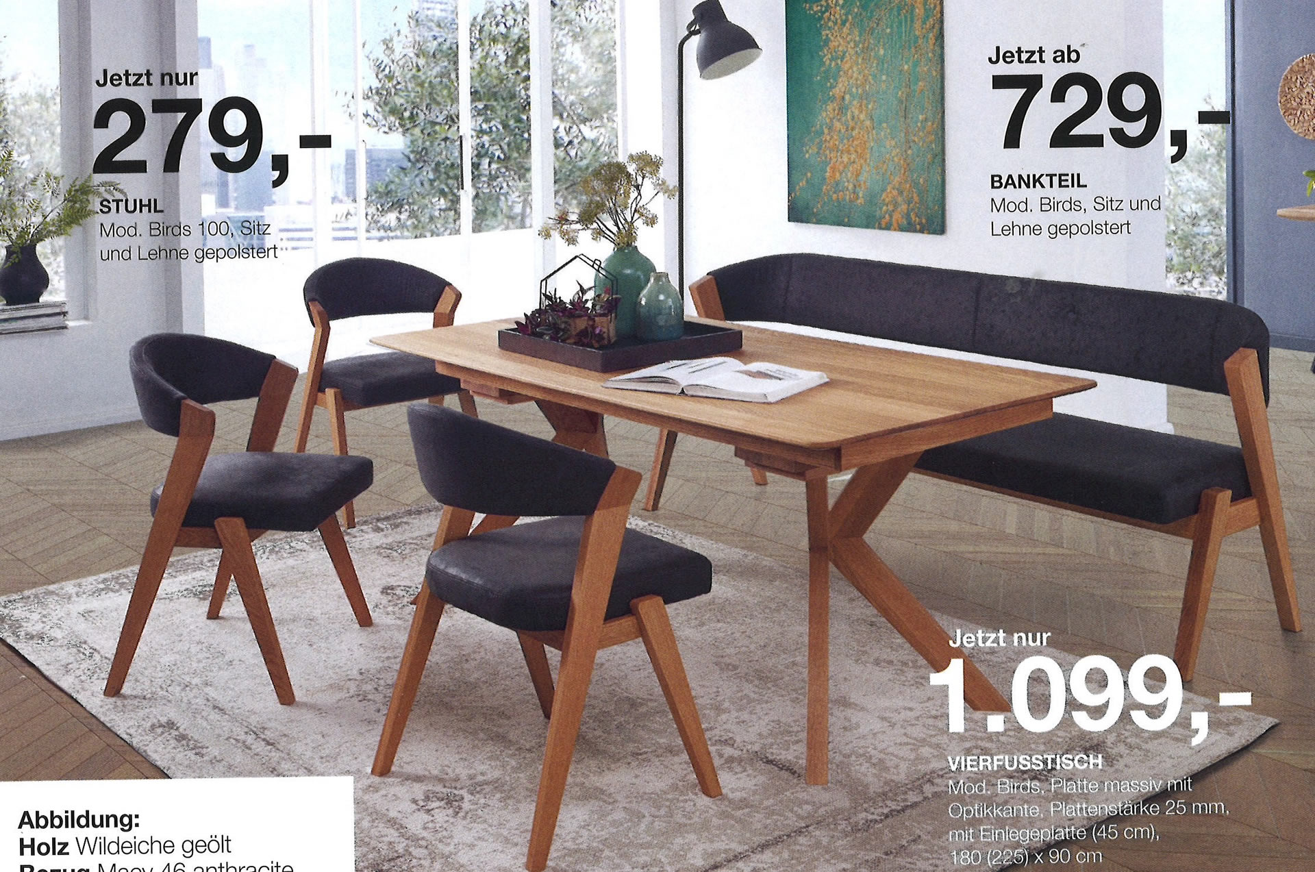 Bankteil Birds verschiedene Größen+Tisch+Stühle