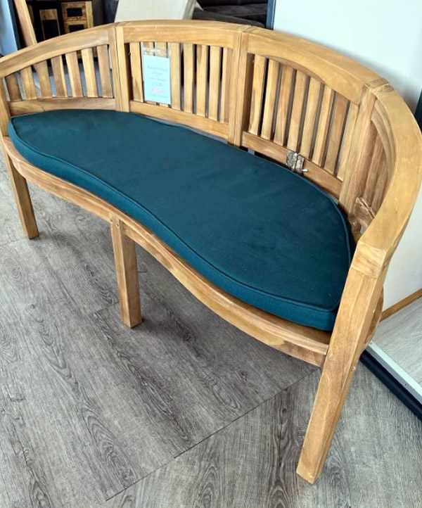 Gartenbank Bananenbank Teak massiv mit Polster
