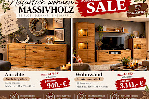 Wohnkombination Mona II in Eiche massiv geölt